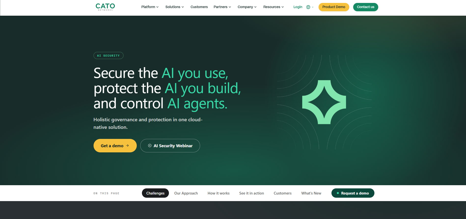 Cato Networks AI Security provides cloud-native governance to secure AI use, protect AI development, and control AI agents.