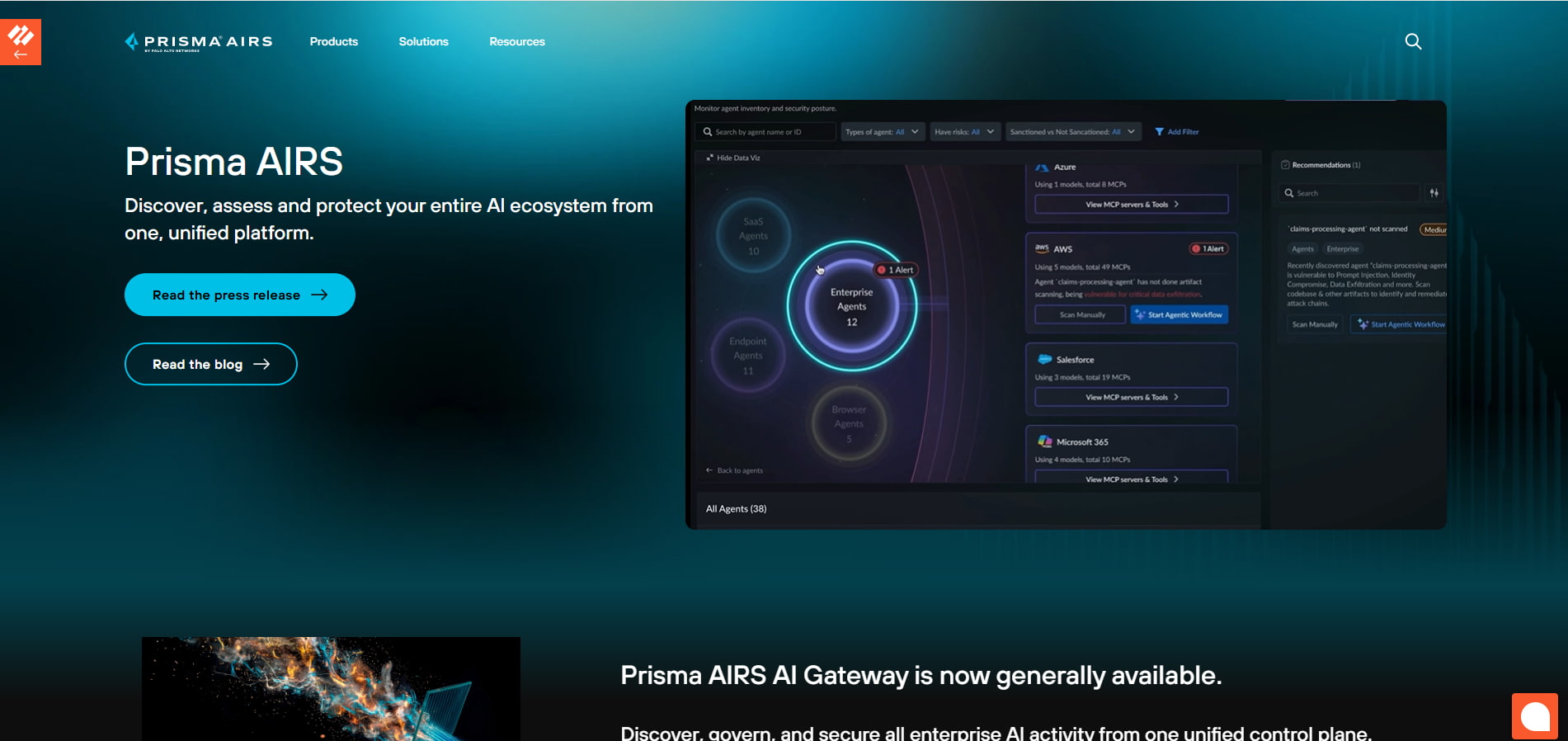 Prisma AIRS unified AI security platform for discovering, assessing, governing, and protecting enterprise AI agents and ecosystems.