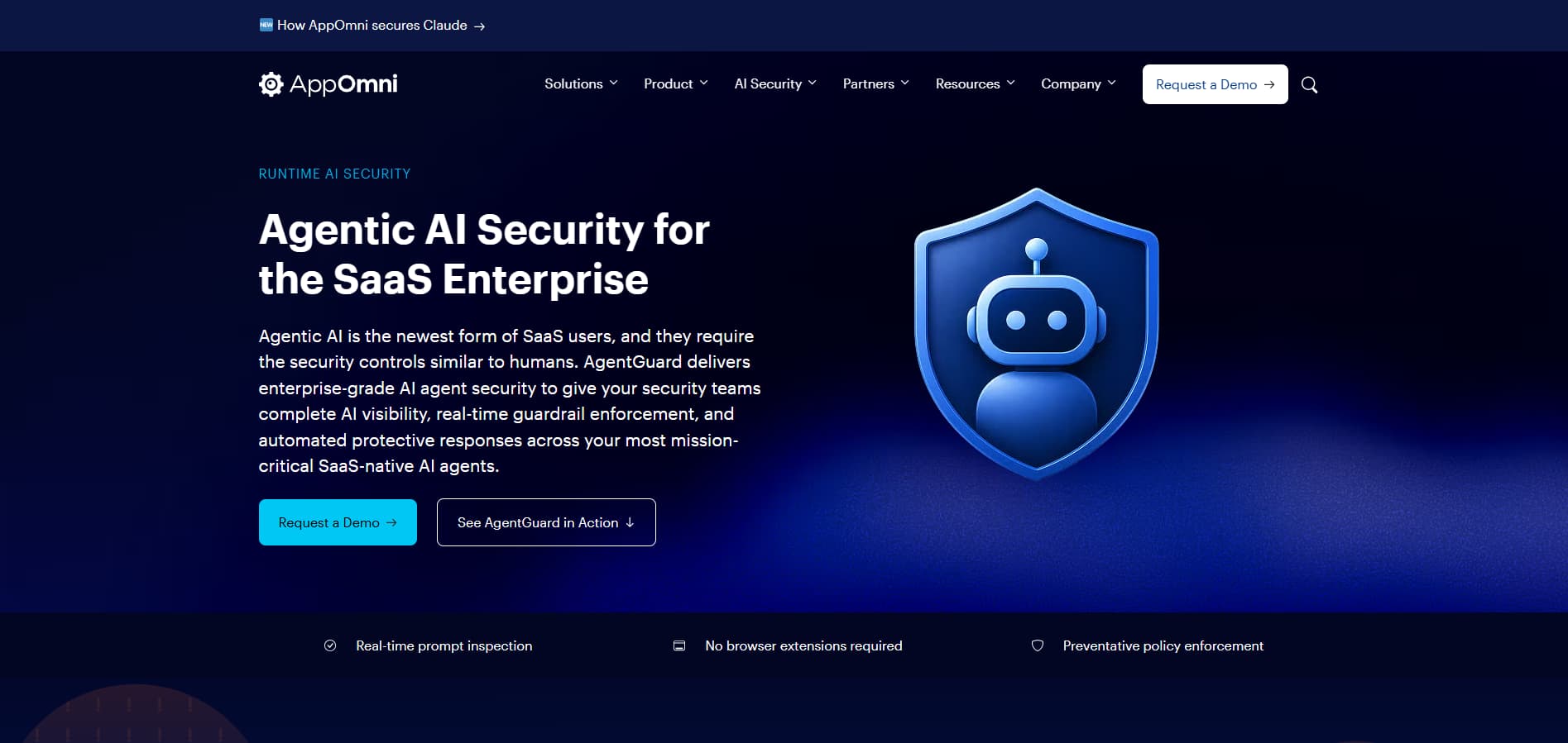 AppOmni AgentGuard provides real-time security, visibility, policy enforcement, and automated protection for SaaS AI agents.