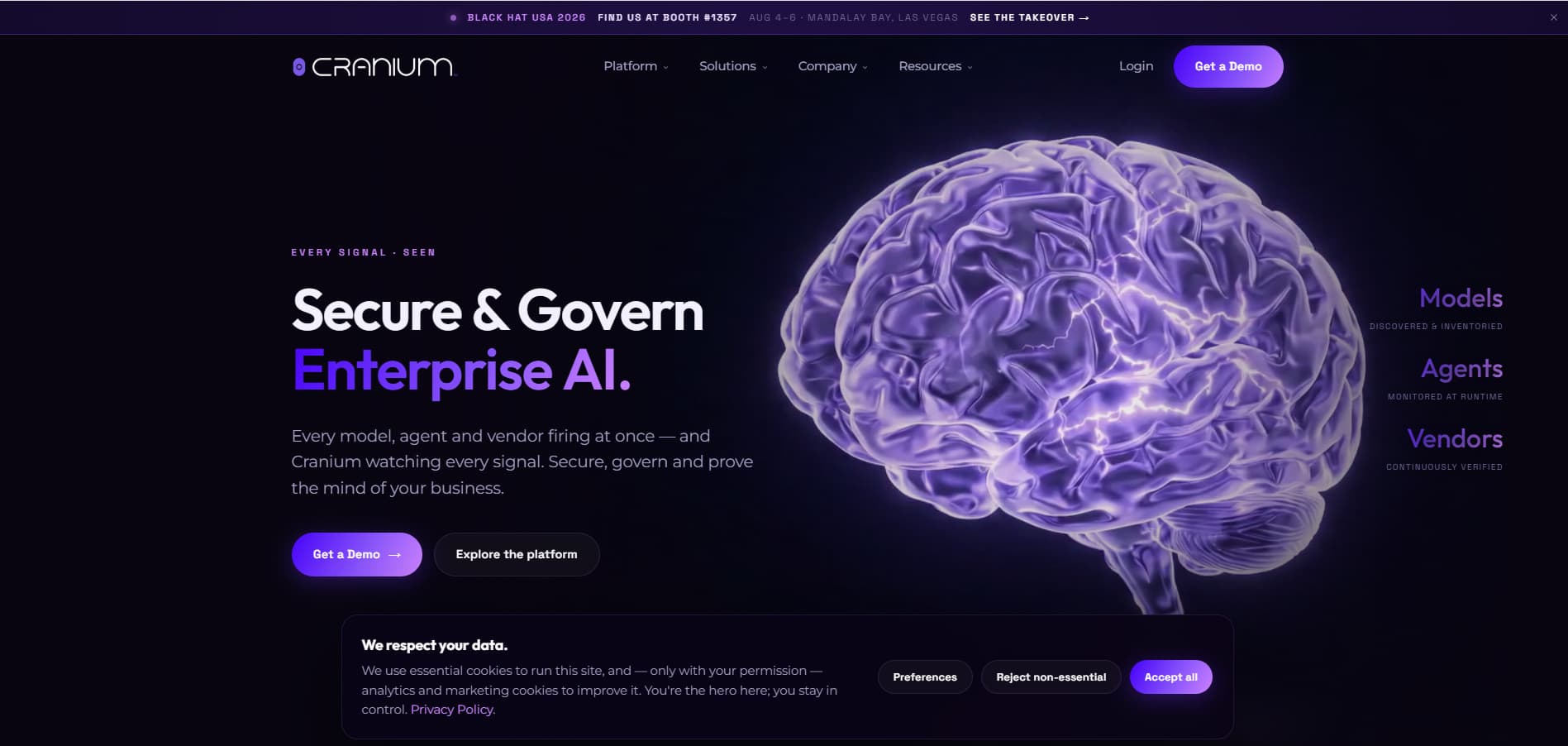 Cranium platform secures and governs enterprise AI by monitoring models, agents, and vendors across the AI ecosystem.