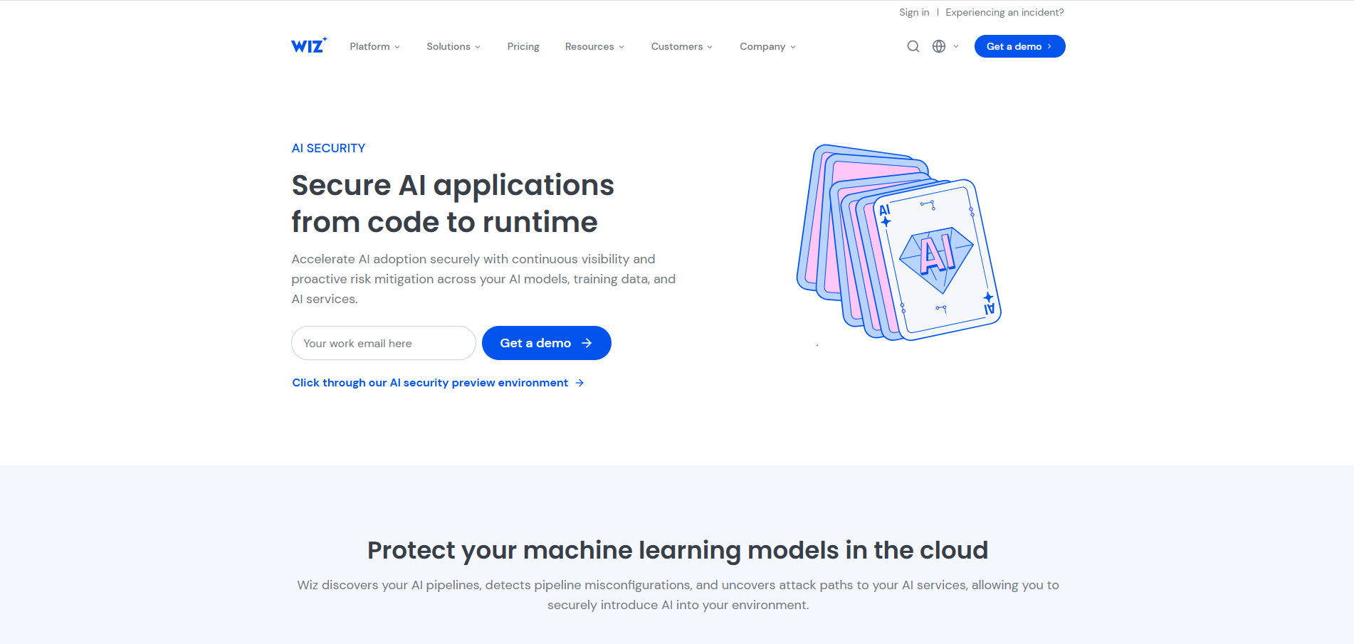 Wiz AI Security protects AI applications from code to runtime with continuous visibility and risk mitigation across models, data, and services.