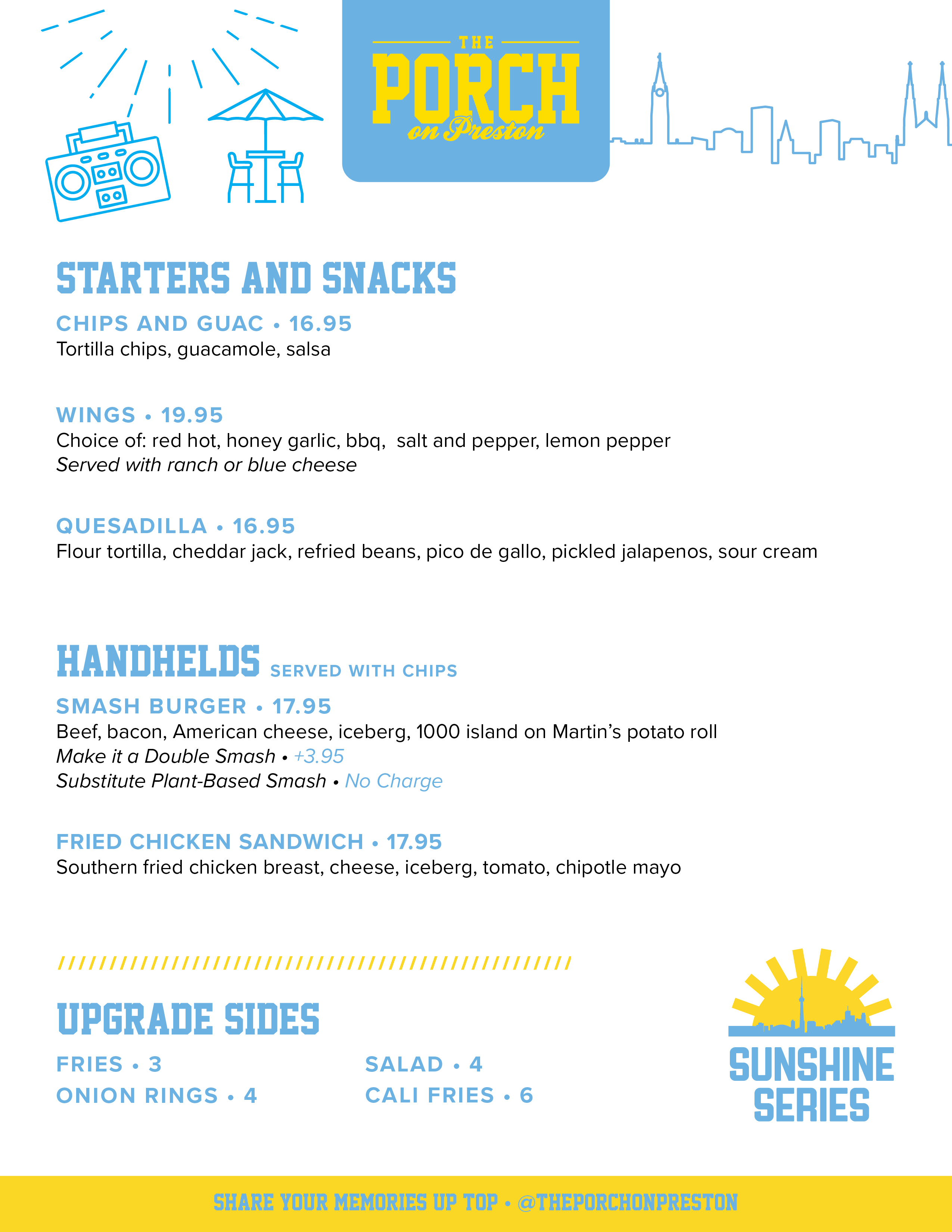 Toronto Rooftop Bar Menu