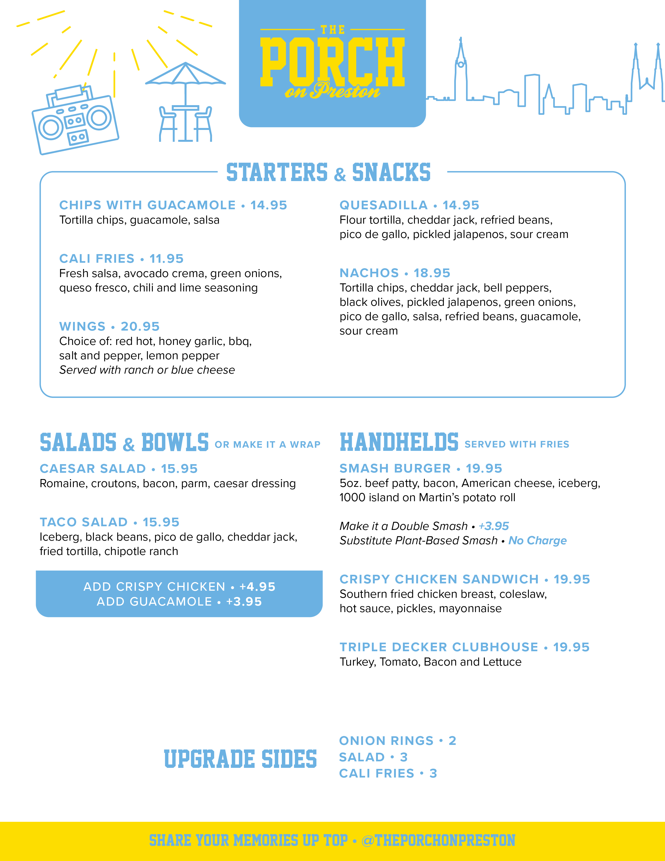 Toronto Rooftop Bar Menu