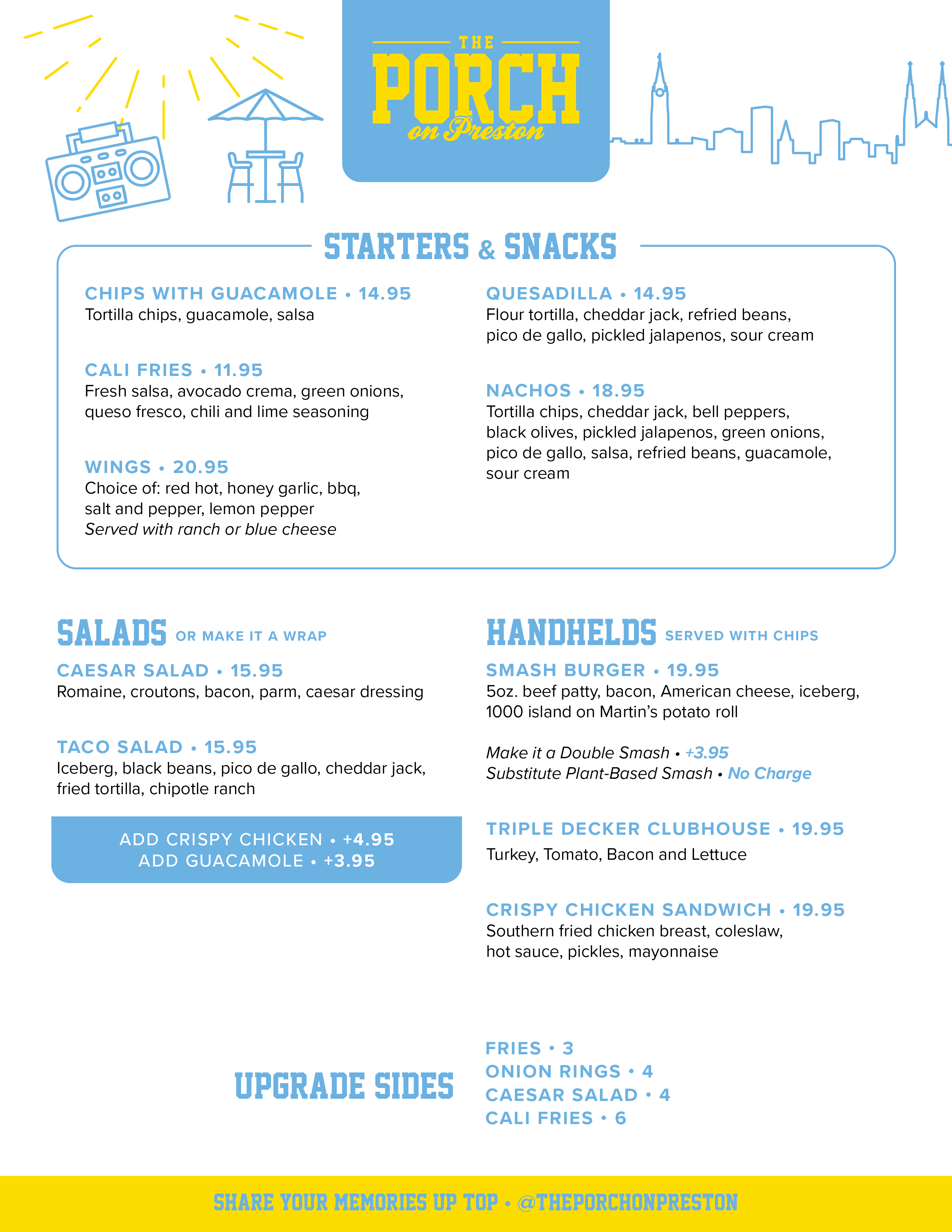 Toronto Rooftop Bar Menu