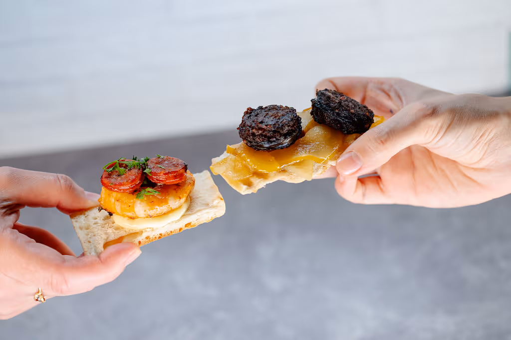 Two different spanish montaditos/tapas from Spanis restaurant in San Antonio