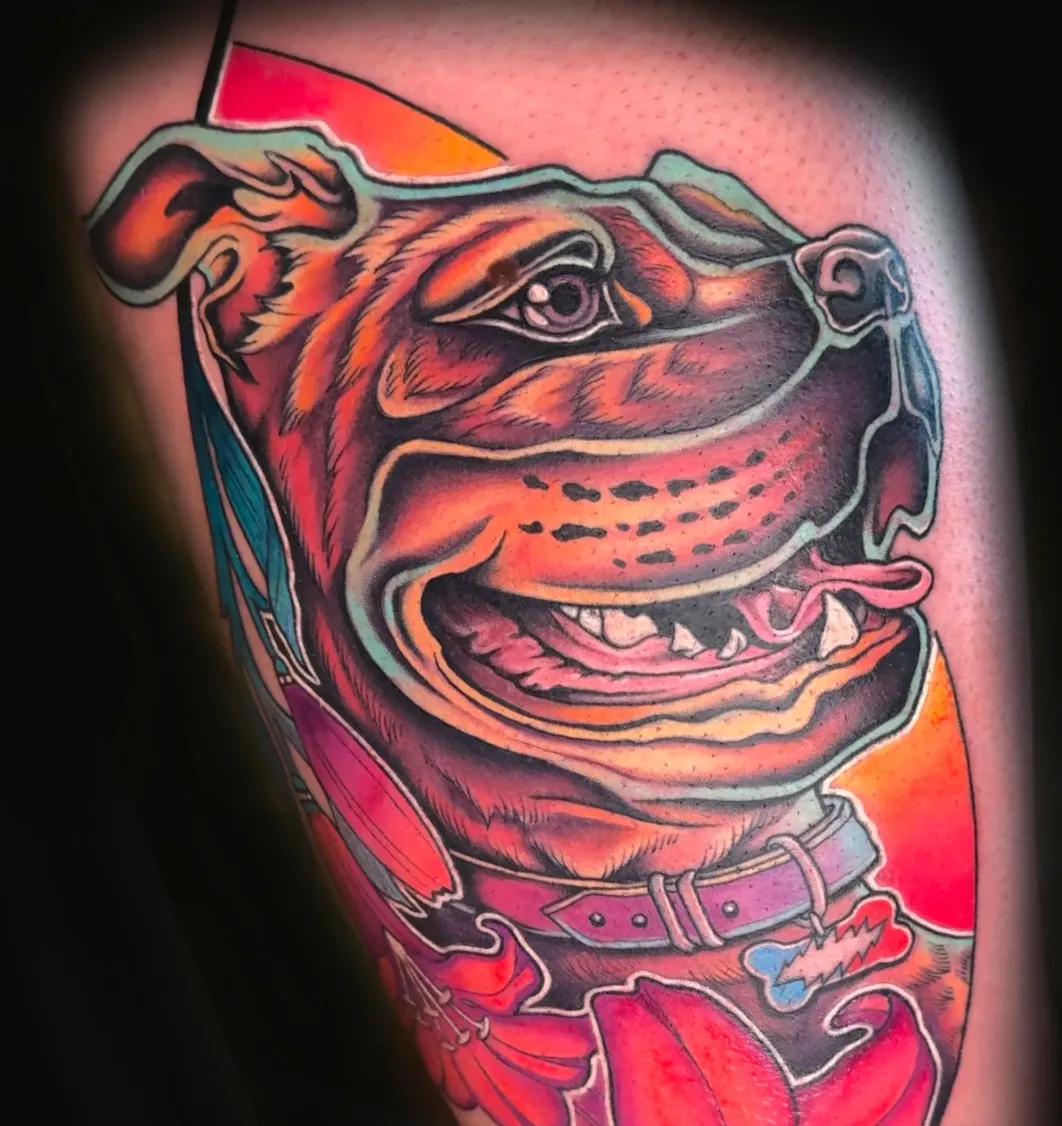 Neon Dog Tattoo 