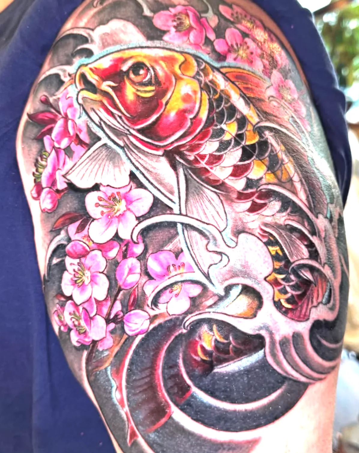 Koi and Cherry Blossom Tattoo