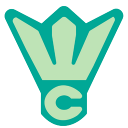 Will Cheung green badminton logo – a birdie outline with W as the feathers and C as the cork base.