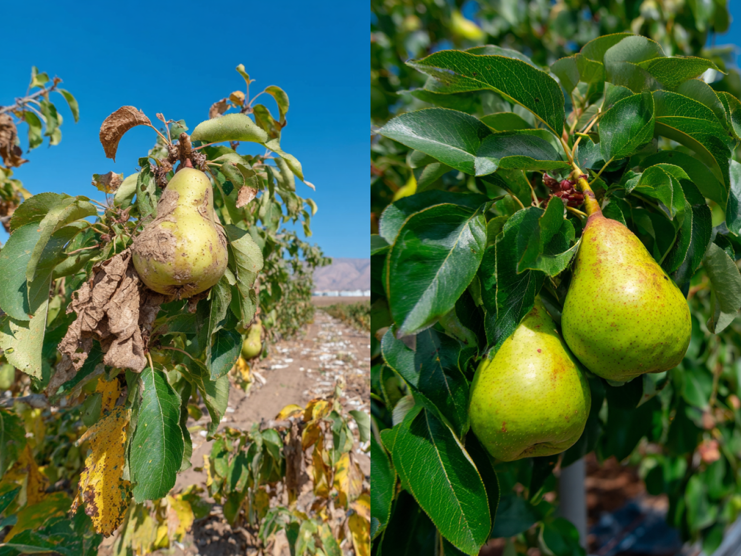 Pears before and after irrigation automation