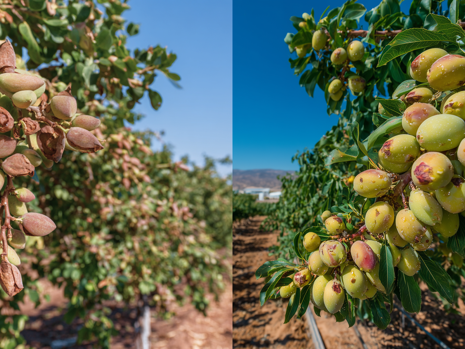 Pistachios before and after irrigation automation