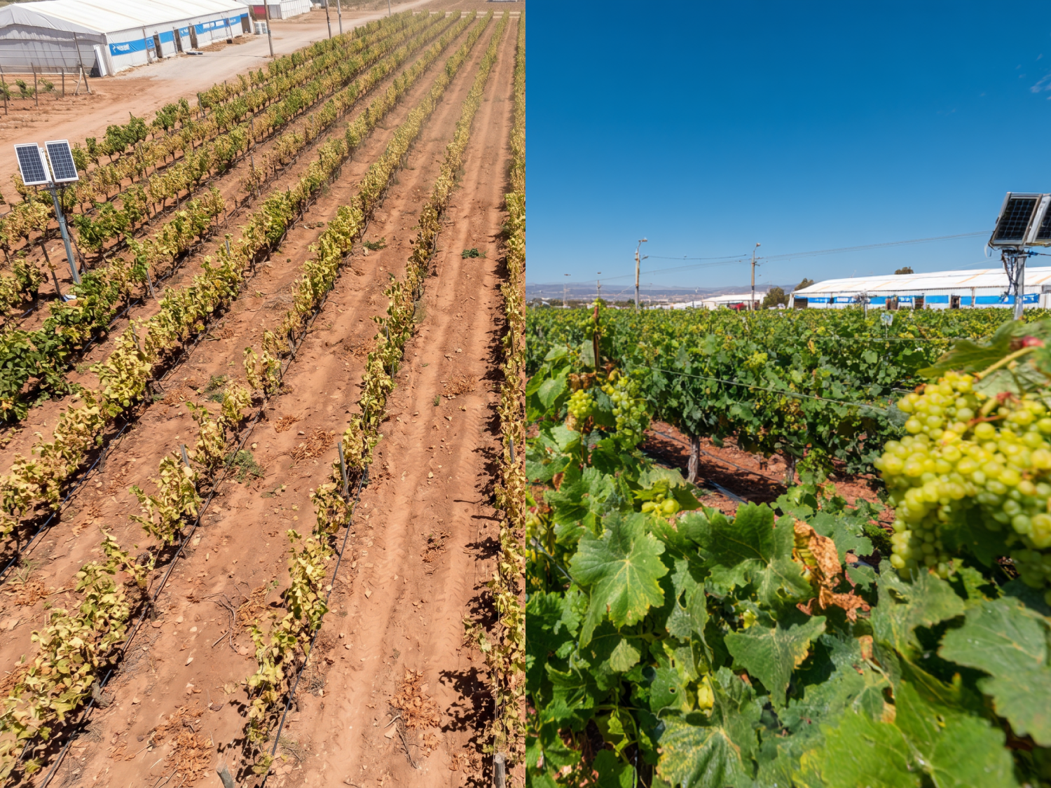 Grapes before and after irrigation automation
