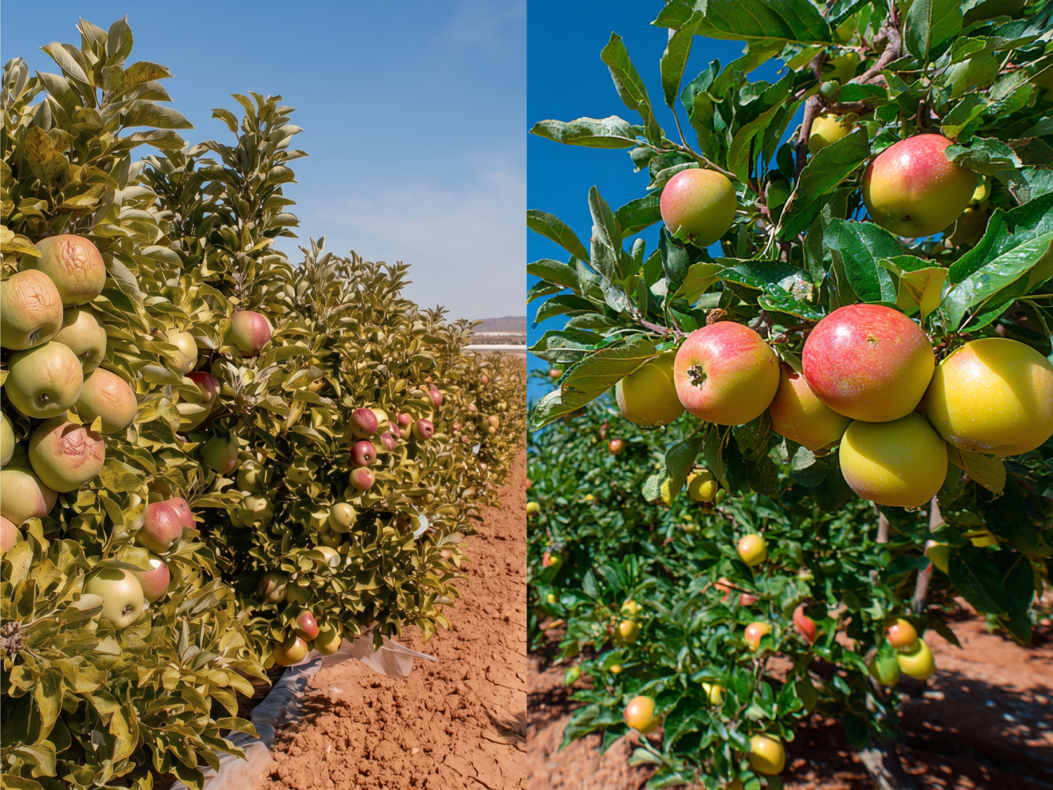 Apples before and after irrigation automation