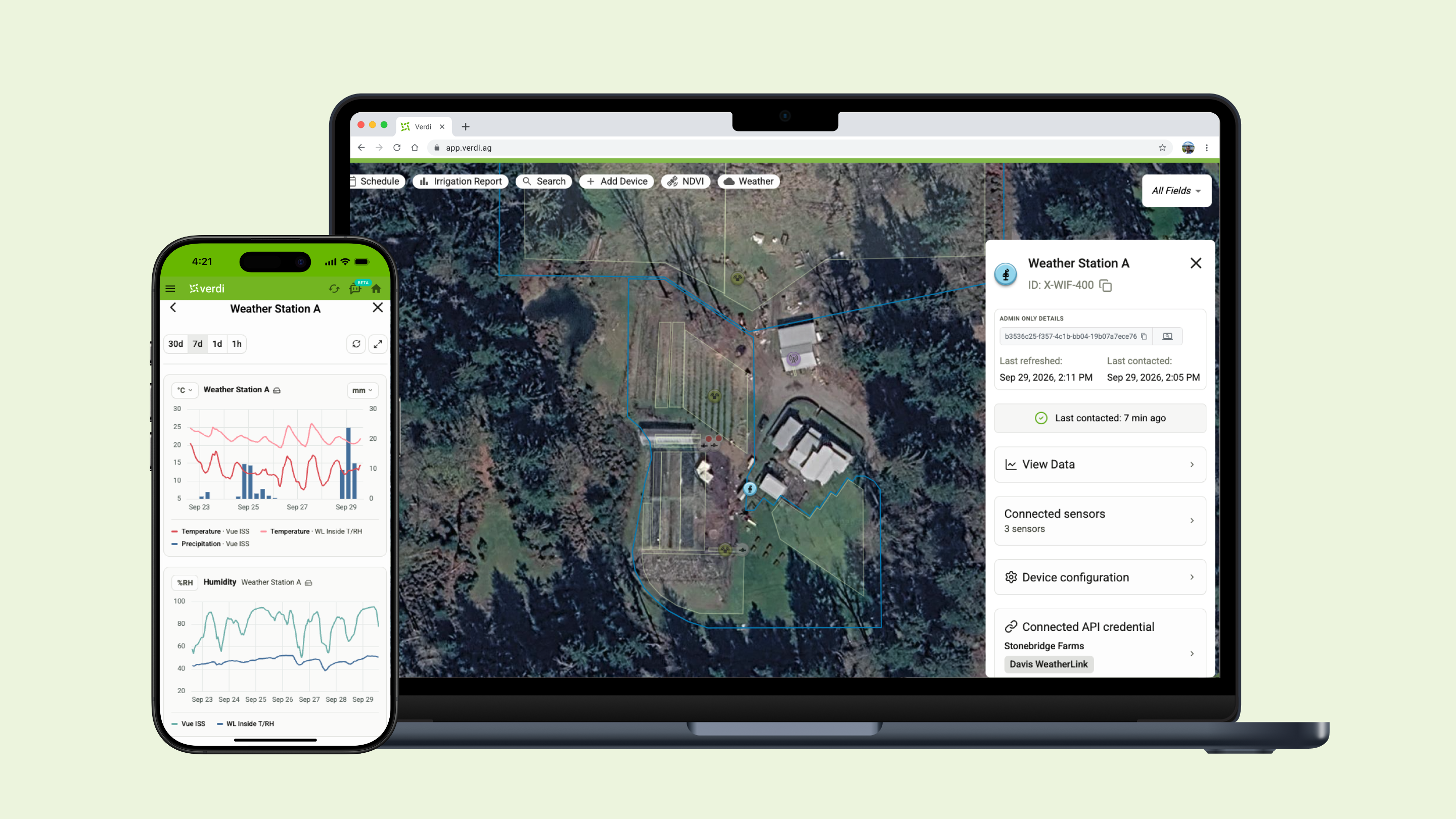 Davis WeatherLink integration: your field's historical weather, now in the Verdi dashboard