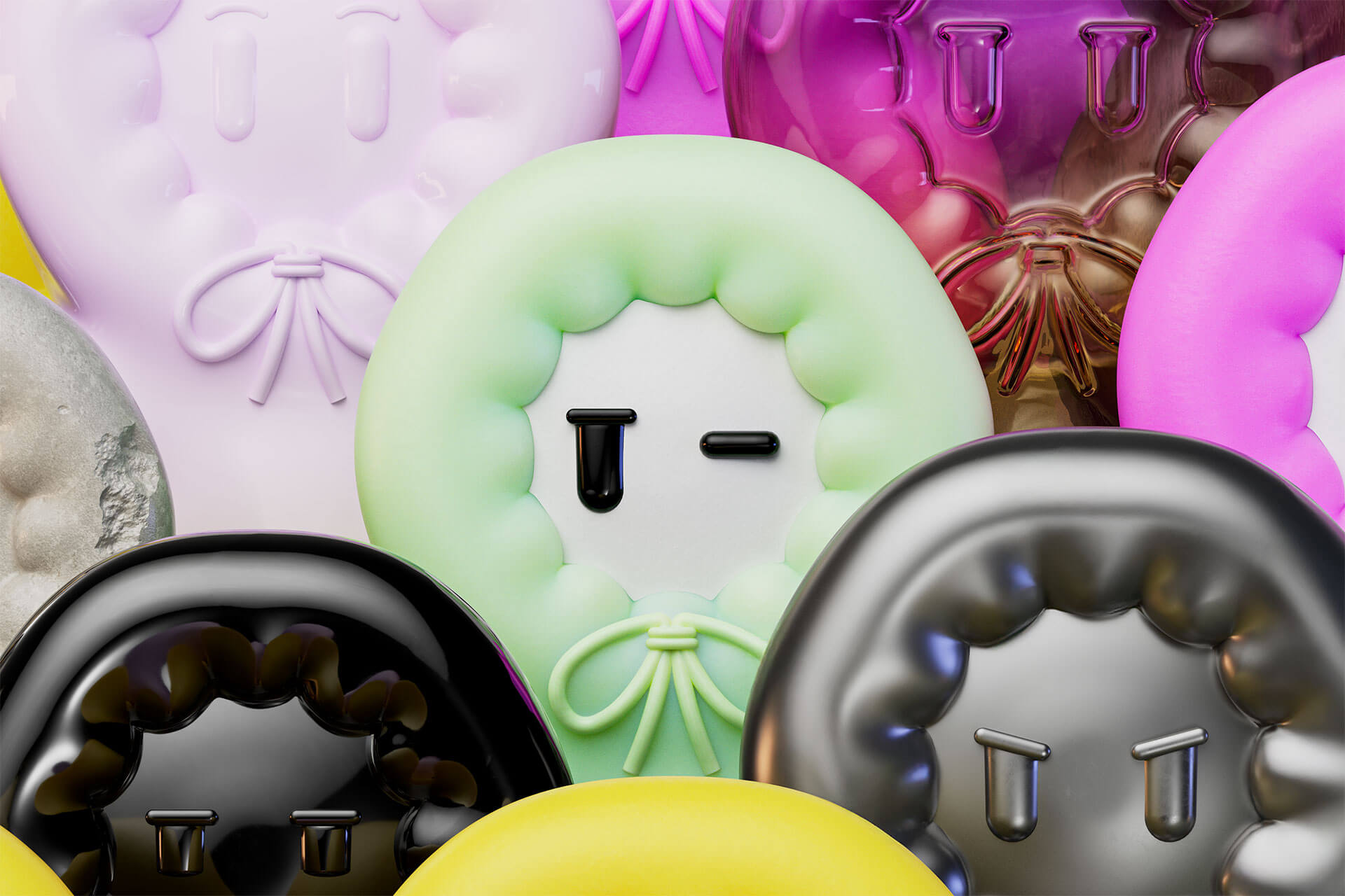 Collectable Fellowkids art toy group designed by Studio Kiln as part of their Fellowkids rebrand / brand identity.