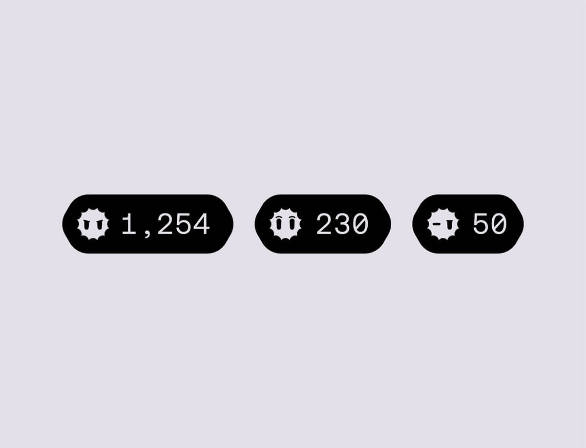 Response counter icons designed by Studio Kiln as part of their Fellowkids rebrand / brand identity.