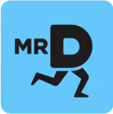 Logo for Mr D Food, an official delivery partner of atFrits Dog Hotel Cape Town, providing convenient door-to-door delivery of premium dog food and essentials.