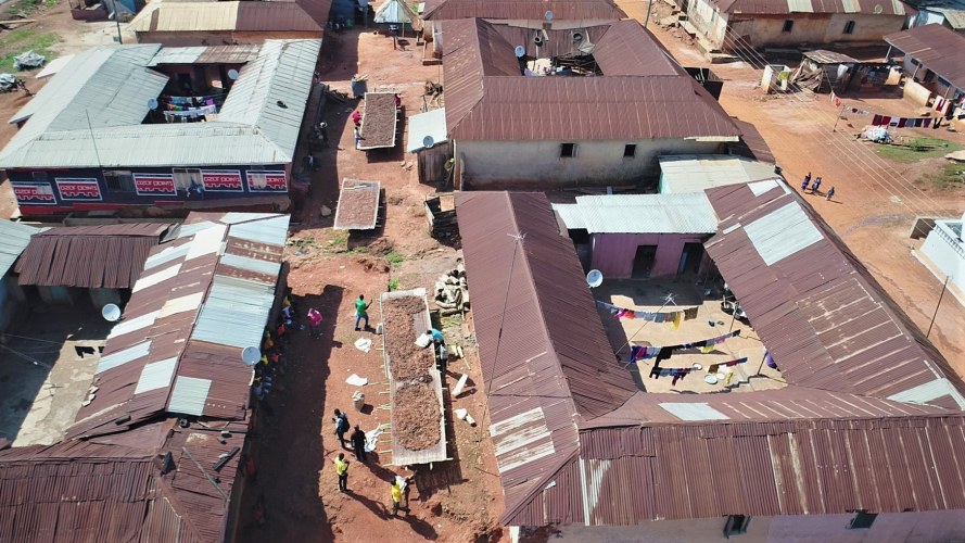 KK Drying fermented cocoa beans in Nobewam community