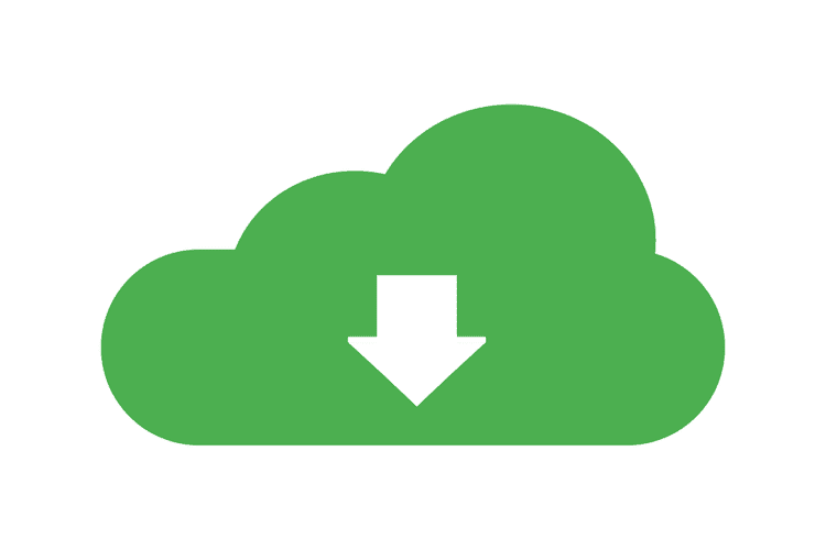 a green cloud icon behind a white arrow pointing down