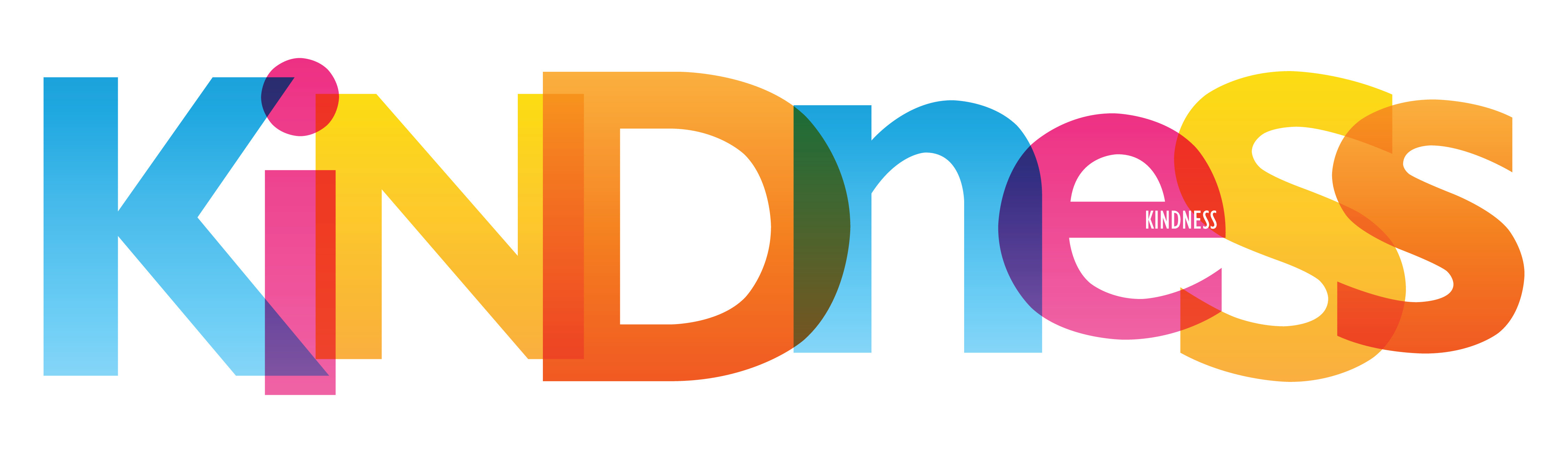 the word kindness with each letter in a different color