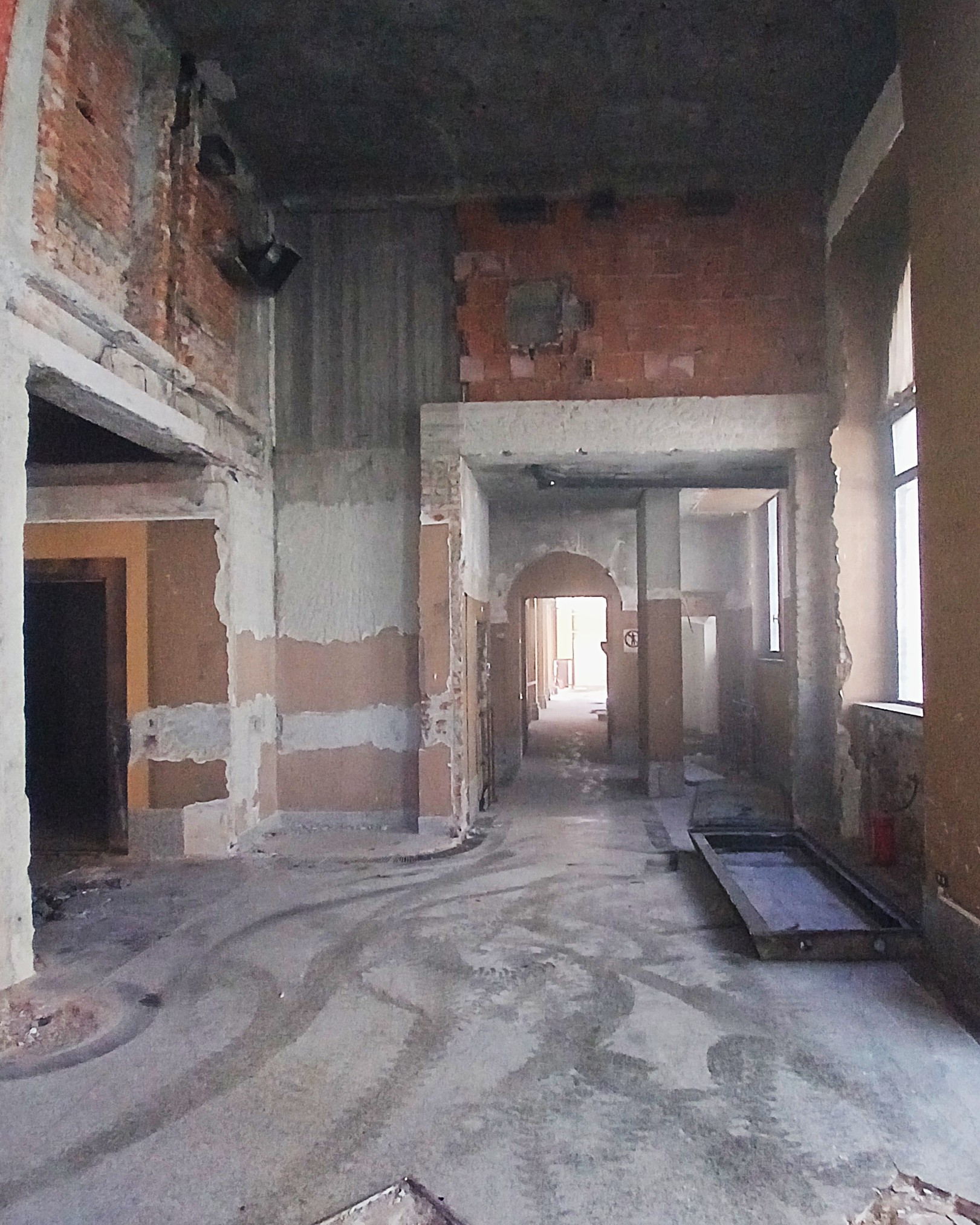 Demolition works inside the former Carige Bank vaults in the historic centre of Como