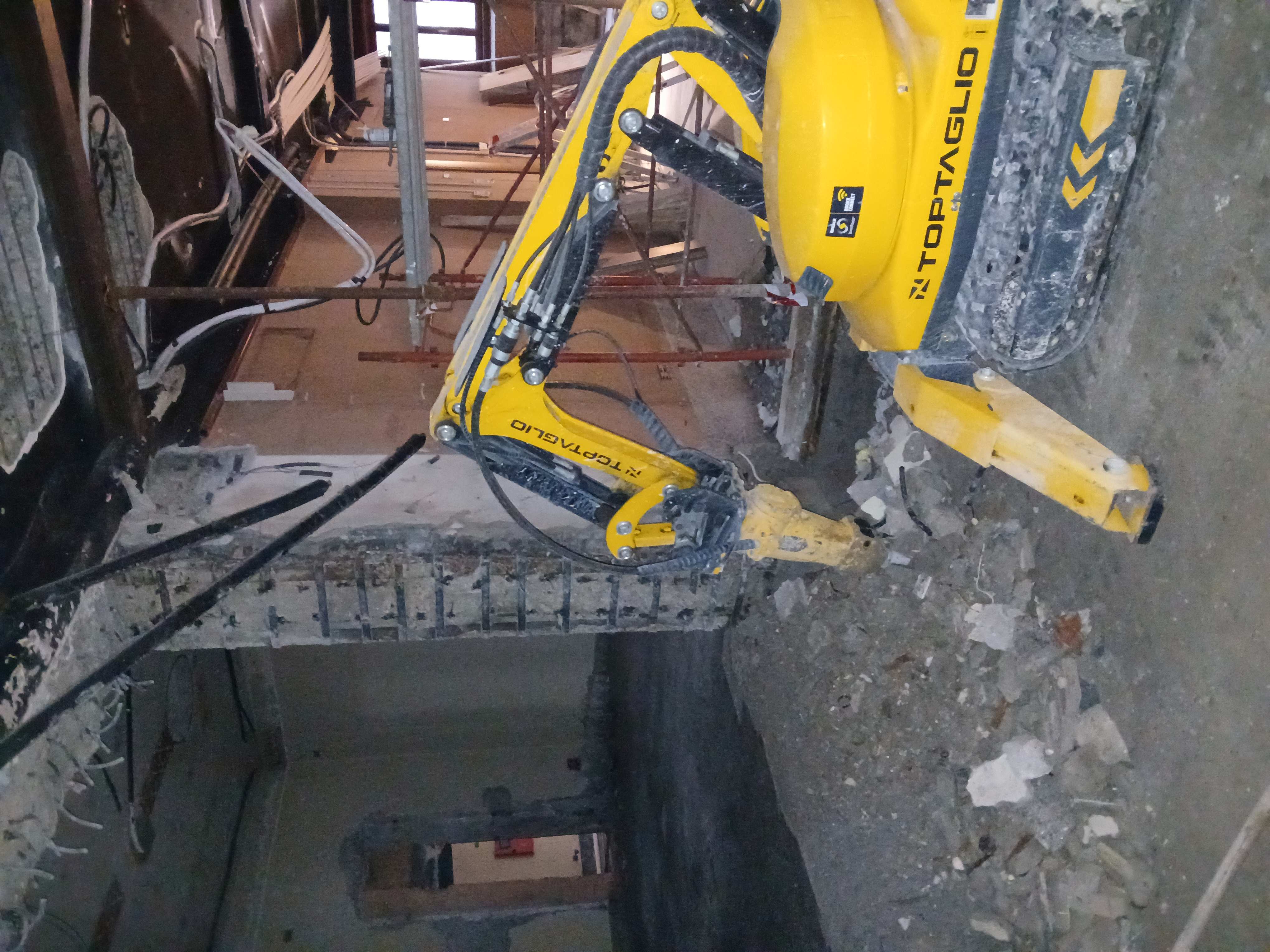 Demolition works inside the former Carige Bank vaults in the historic centre of Como