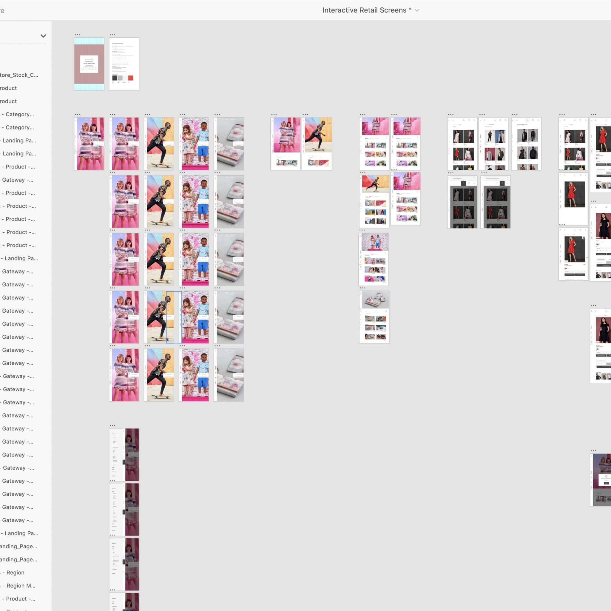 Interactive screens wireframes