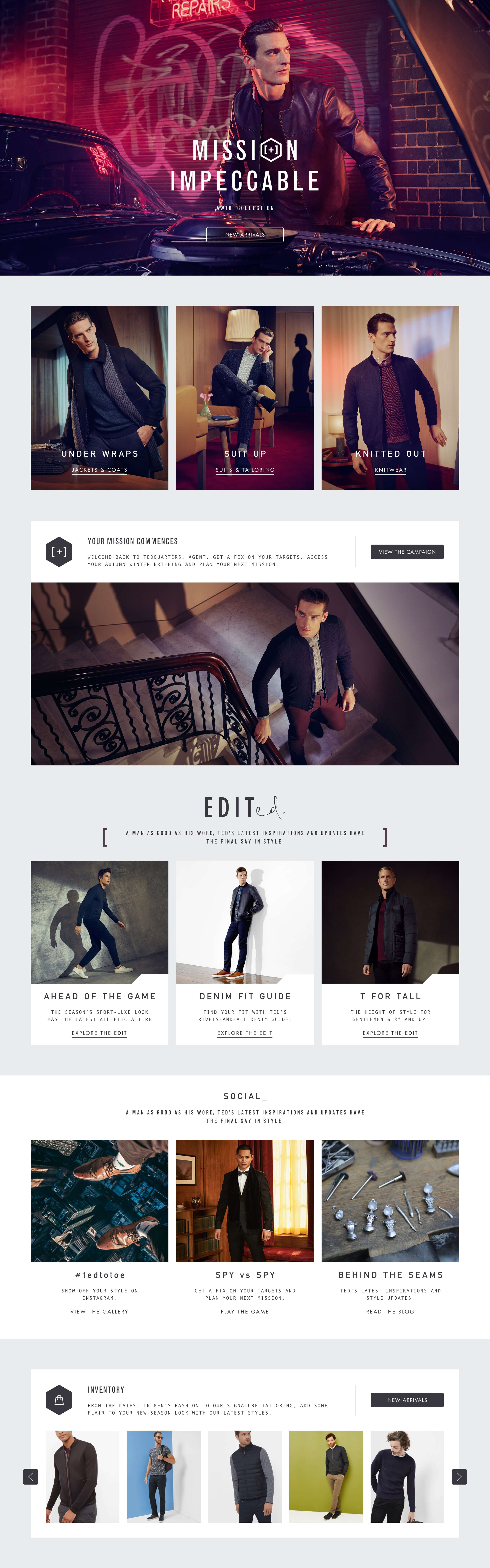 AW16 Menswear Landing Page