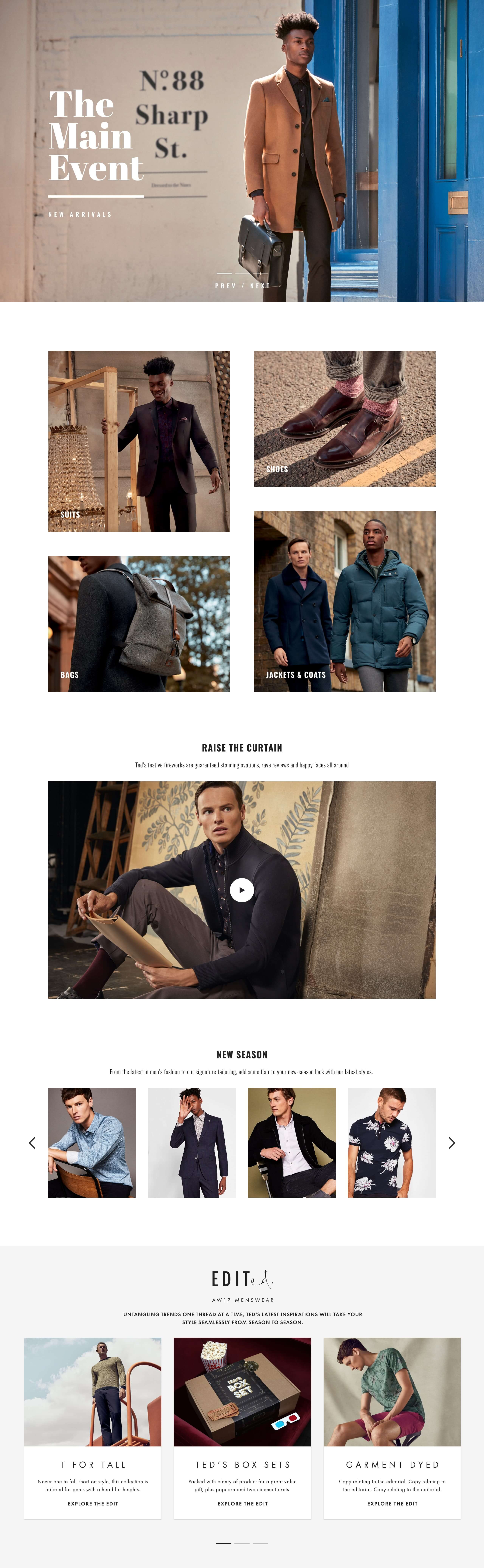 AW17 Menswear Landing Page