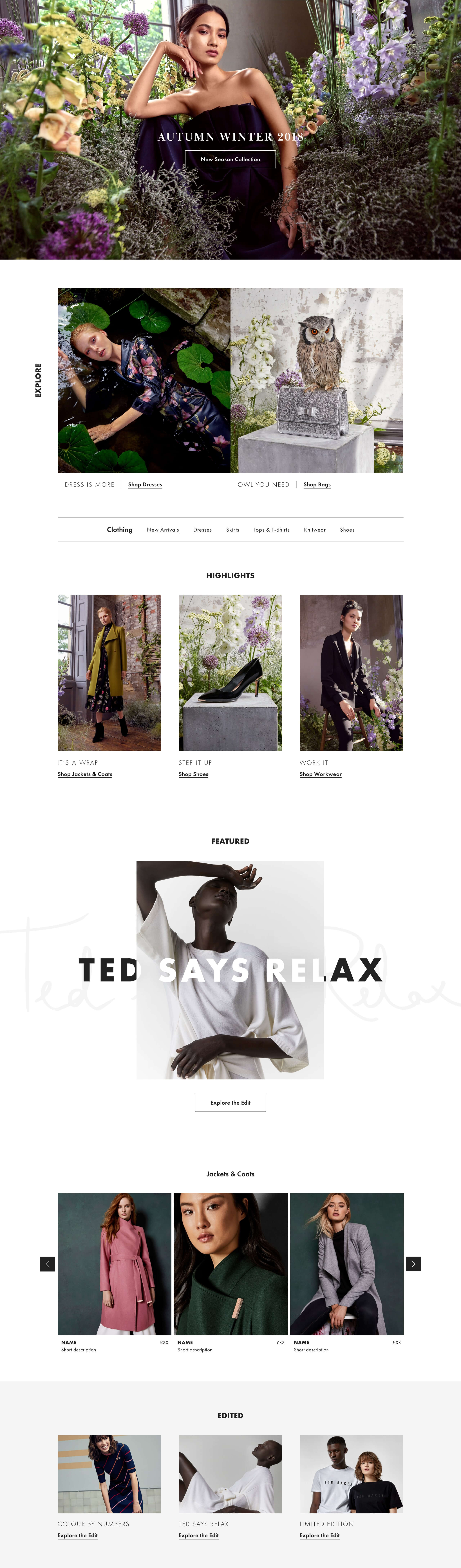 AW18 Womenswear Landing Page