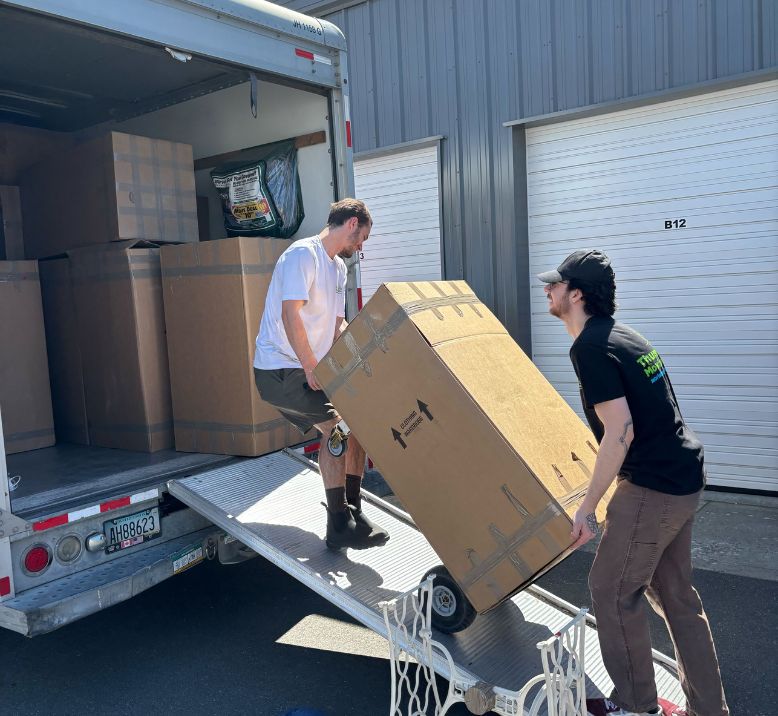 Safe and efficient loading of large boxes into storage