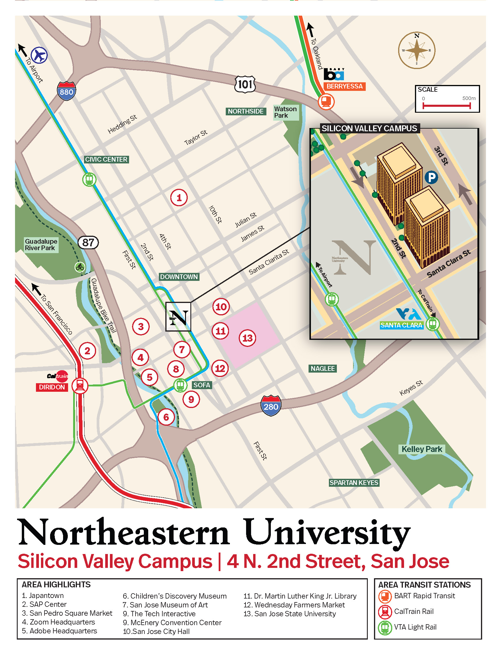 Campus map for Northeastern University Silicon Valley