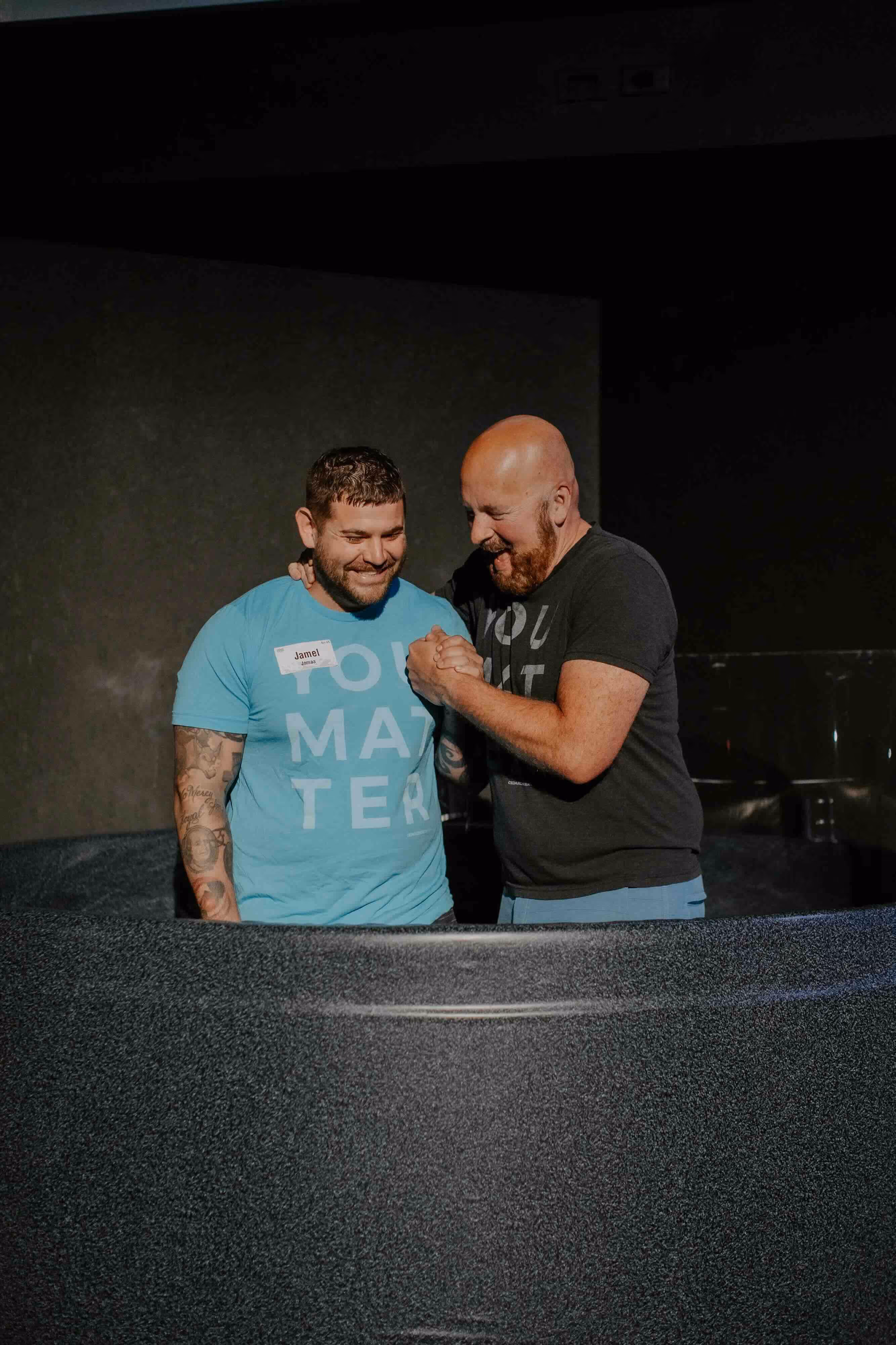 A man being baptized