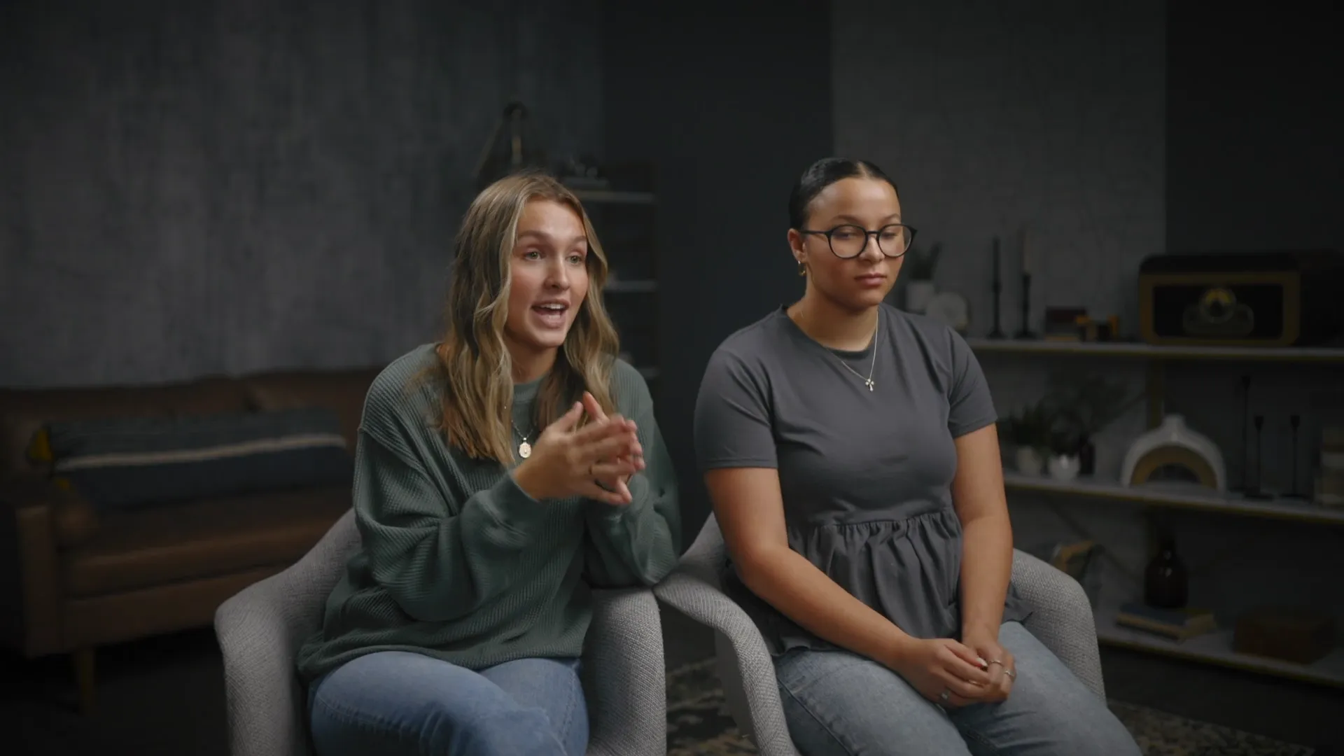 Kassi and Haven sitting in a video interview