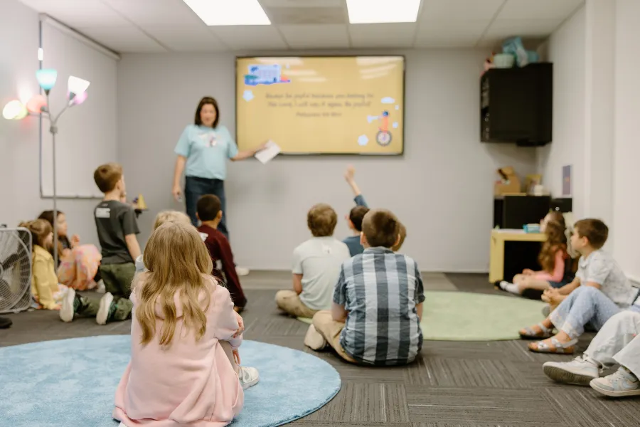 Kids writing and learning about God