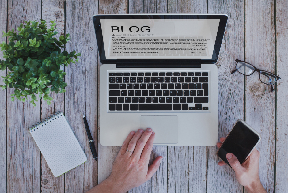 Financial advisor writing helpful blog content to improve their online presence and stay top of mind