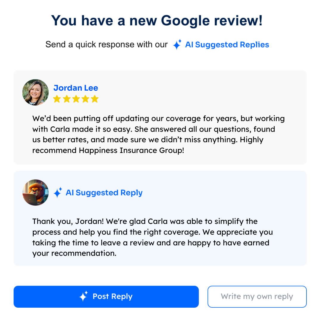 AI powered Google review responses