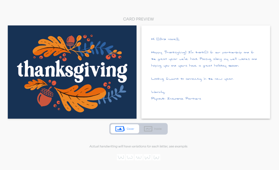 Personalized handwritten card automation