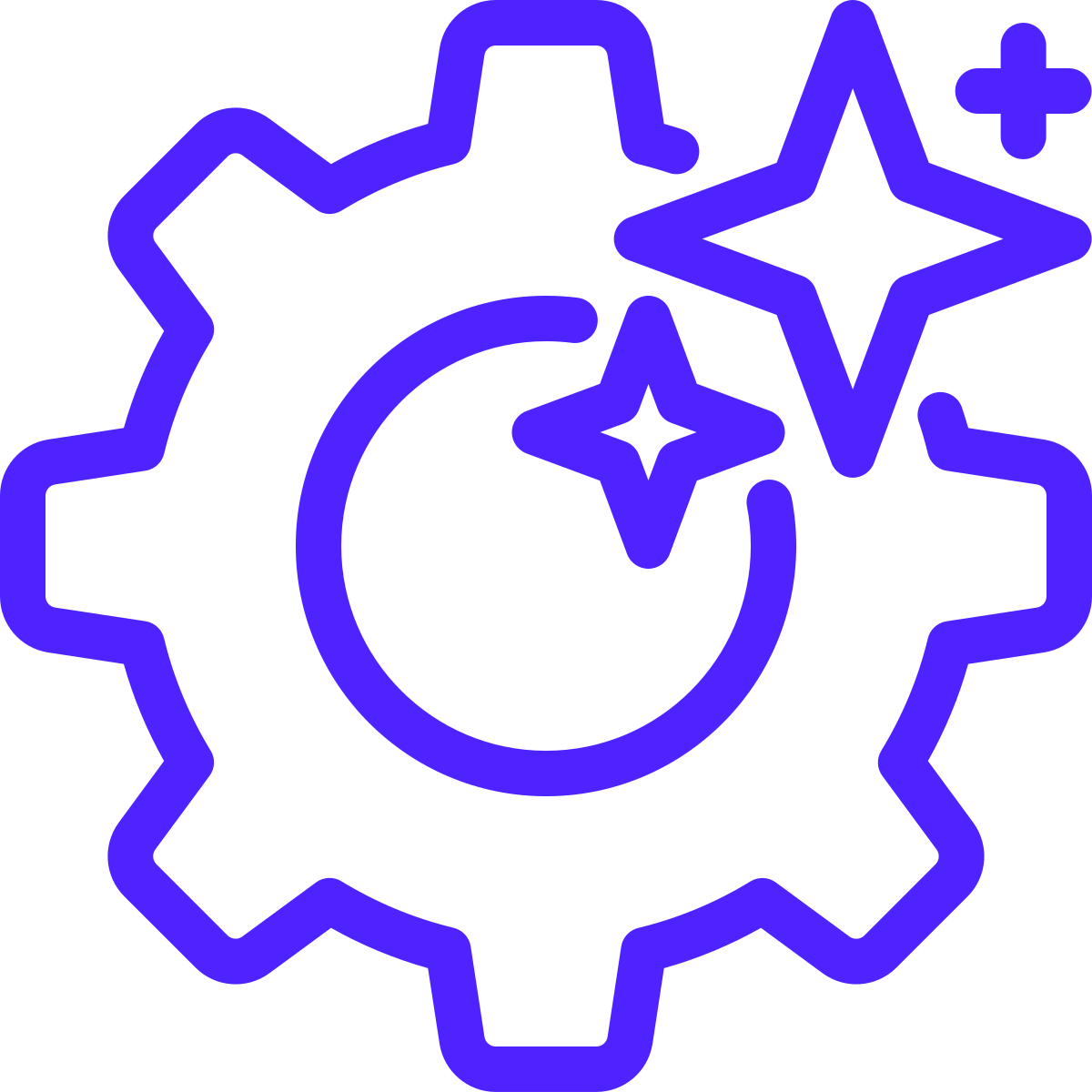 blue icon of gear/settings