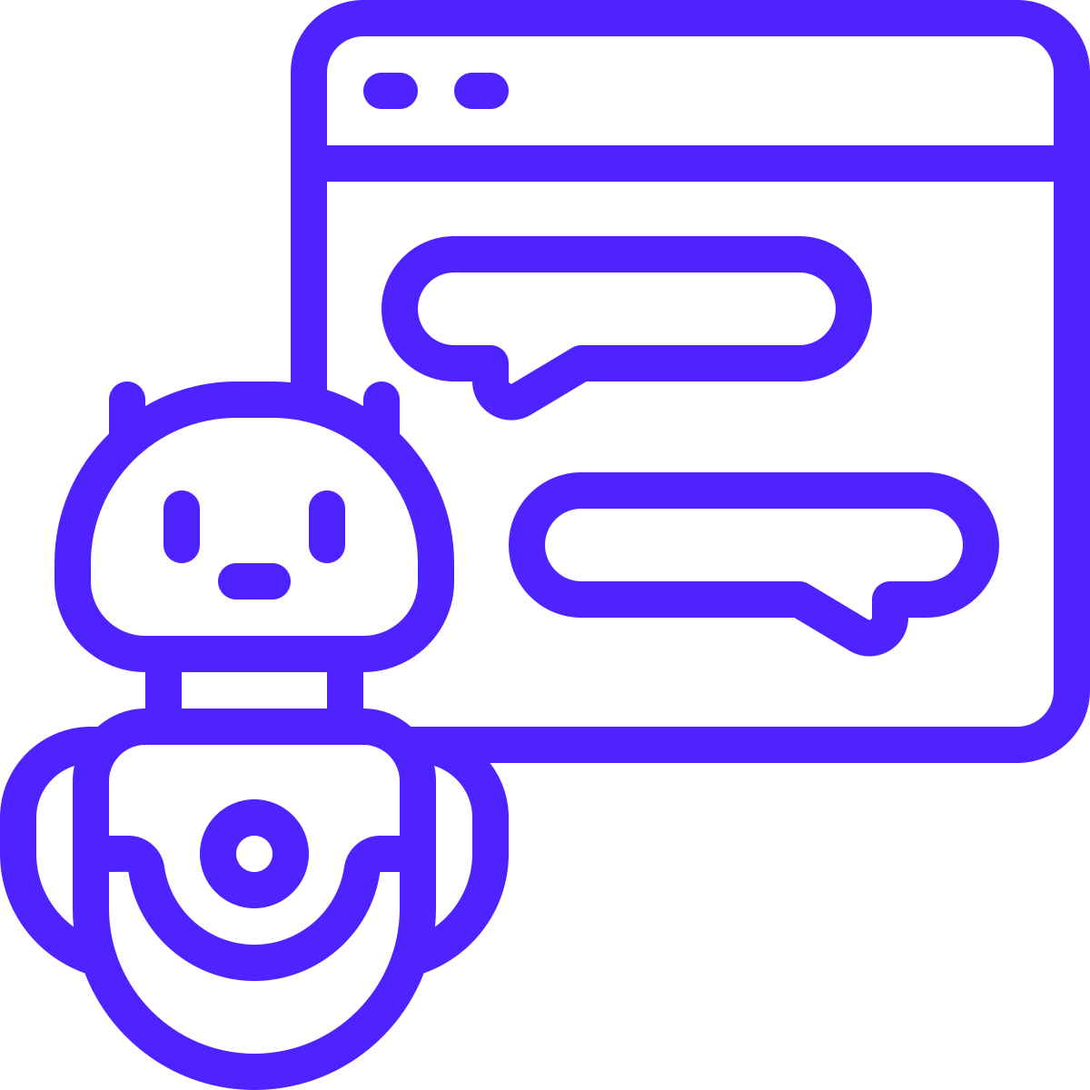 blue icon of a chatbot