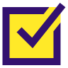 Check mark inside a yellow box