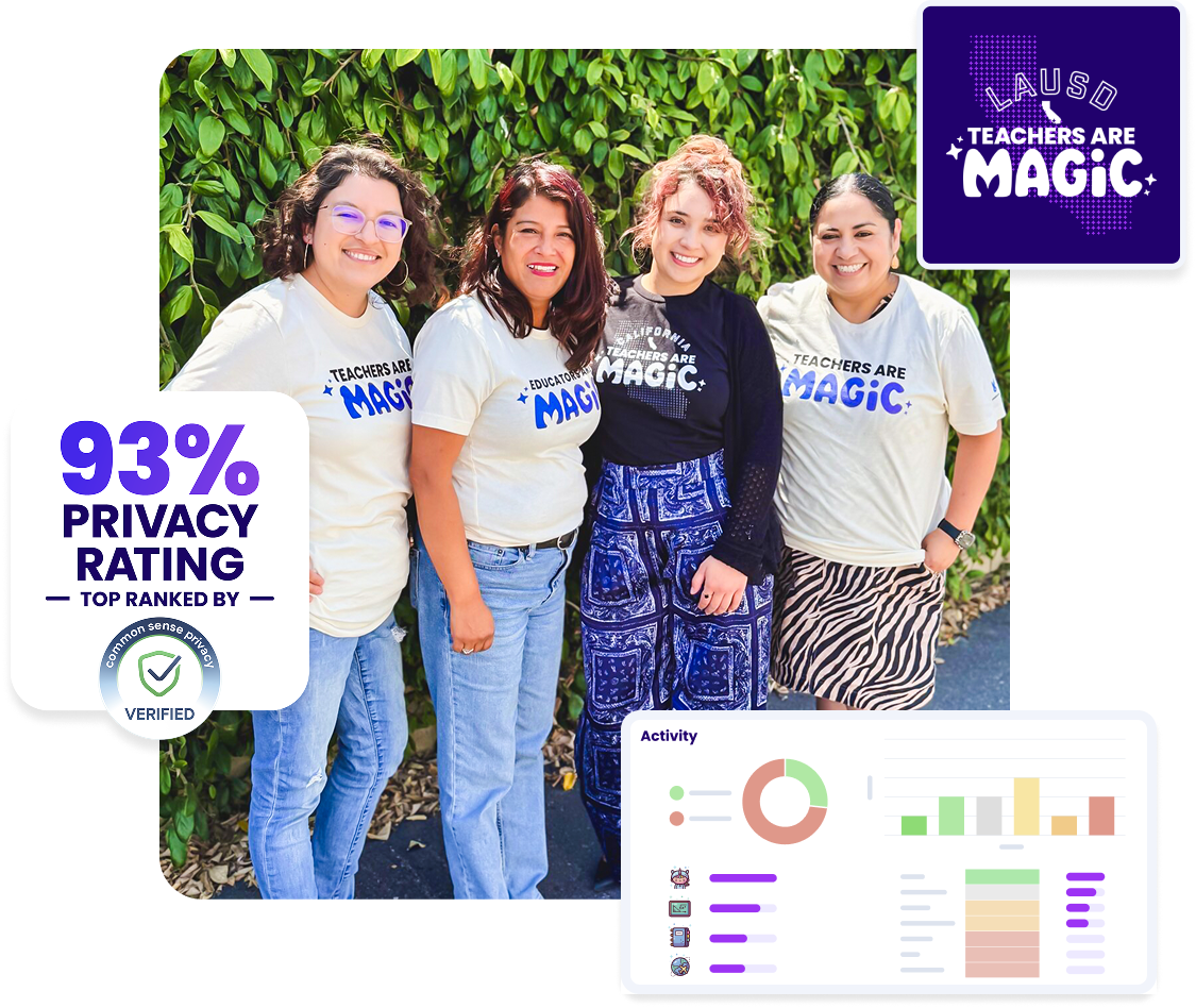 Group of teachers wearing Teachers Are Magic T-shirts