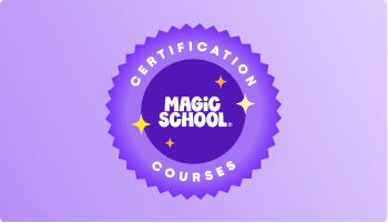 Purple certification badge reading “MagicSchool Certification Courses,” symbolizing professional learning and educator certification in AI-powered teaching tools.