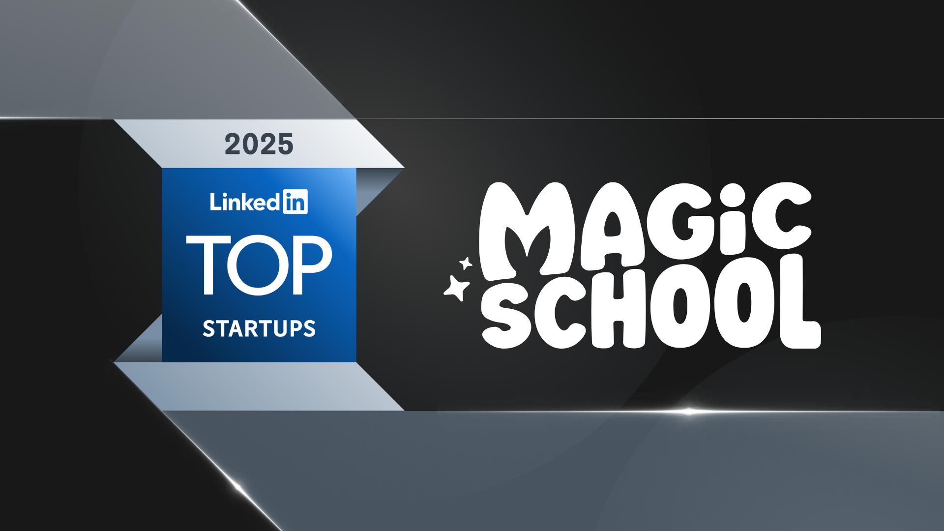 2025 LinkedIn Top Startups Badge next to MagicSchool logo