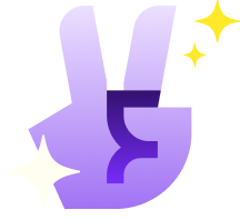 Purple hand holding the peace sign icon
