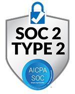 Gray badge with checkmark to identify SOC 2 Type 2 certification