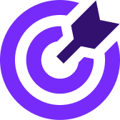 Purple icon: target with arrow in middle.