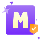 Icon: Purple square with MagicSchool M in the middle, stars on the edges, and an orange shield in the bottom right corner. 