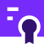 Purple icon of a certificate. 