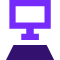Purple desk with computer icon representing home office.