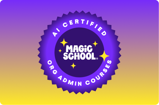 Illustration of a glowing yellow light bulb with a pink base floating in a soft purple sky, surrounded by clouds and abstract icons, representing ideas, creativity, and AI professional development for teachers through modern, supportive technology.